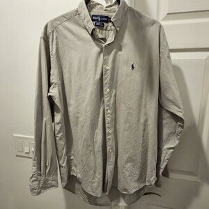 Ralph Lauren Long Sleeve Grey Botton Down Shirt Marlowe Cotton Medium